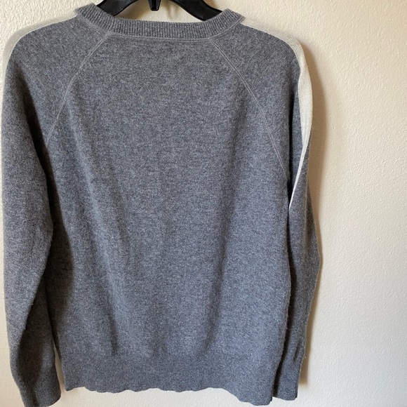 Theory Athletic Stripe Crew Neck Cashmere Sweater Grey Size S Pullback Top - Picture 3 of 8